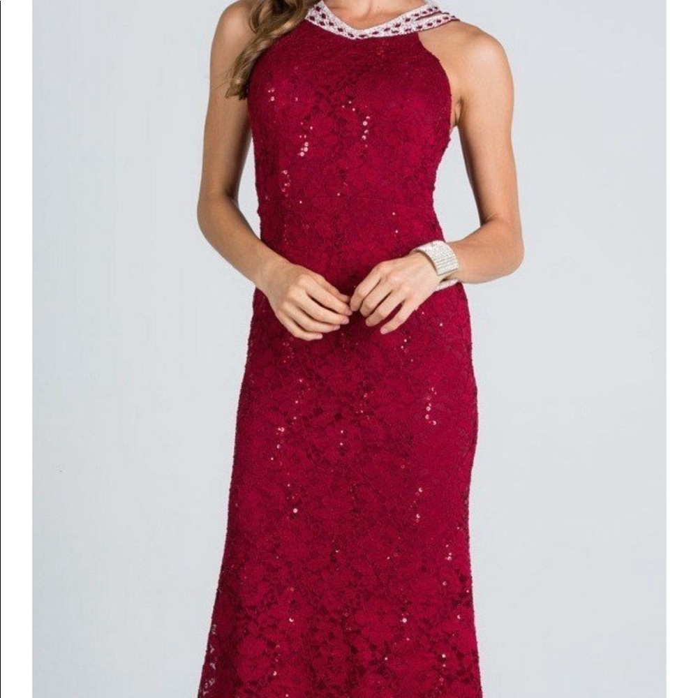 Long burgundy dress!